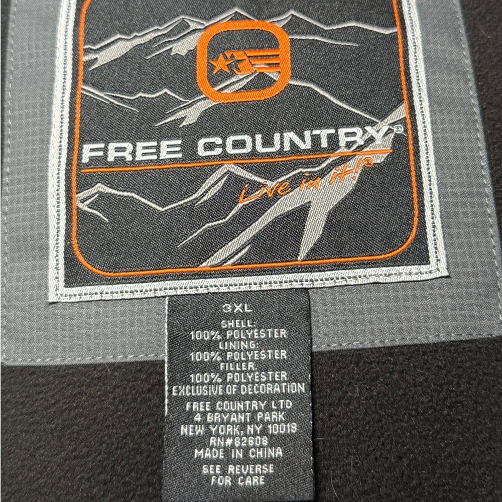 Free Country Mens 3XL Gray Hooded Softshell Fleece Lined Winter Jacket Coat - Picture 3 of 4
